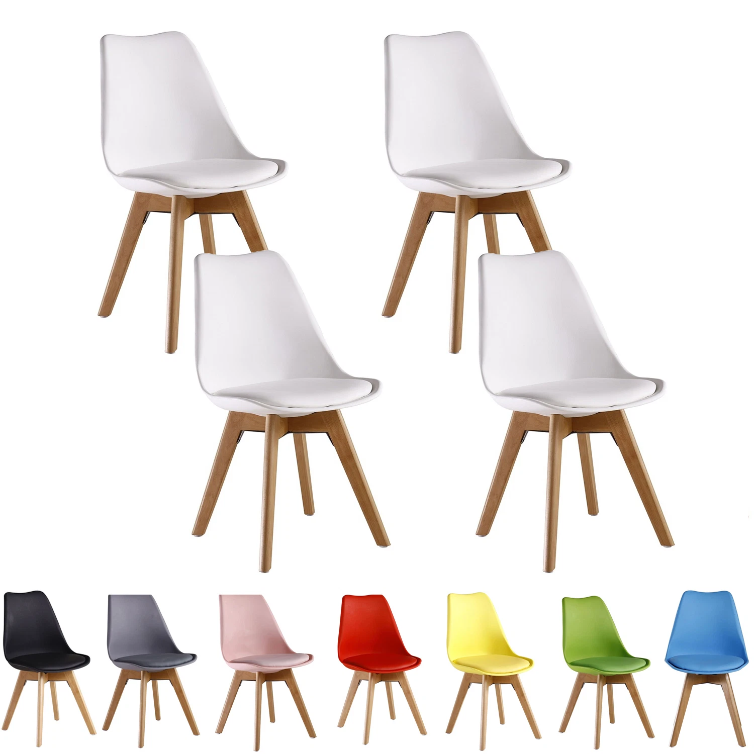 Dining Chairs Set of 4 Modern Padded Seat Set of 4